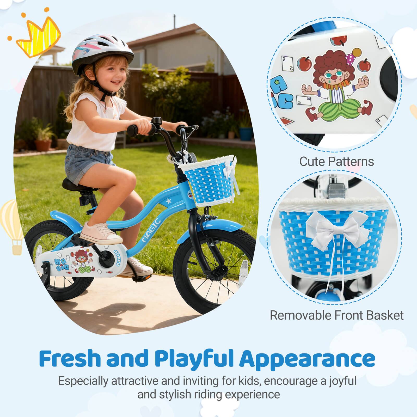 Fresh and Playful Appearance  
Especially attractive and inviting for kids, encourage a joyful and stylish riding experience  

Cute Patterns  

Removable Front Basket