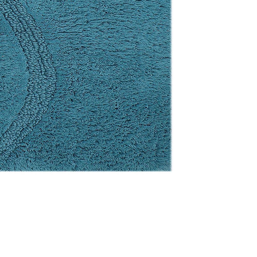 Back. Perthshire Platinum Concepts - Luxurious Aqua Chain Design Cotton Bath Rug - 21" x 34" - Aqua.