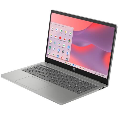 Alt View 4. HP - Chromebook 15a-nb0020ca 15.6” FHD Intel Core i3-N305 0.8 GHz up to 3.8 GHz 8 GB 128 GB eMMC Intel UHD Graphics Chrome OS - Mineral Silver.