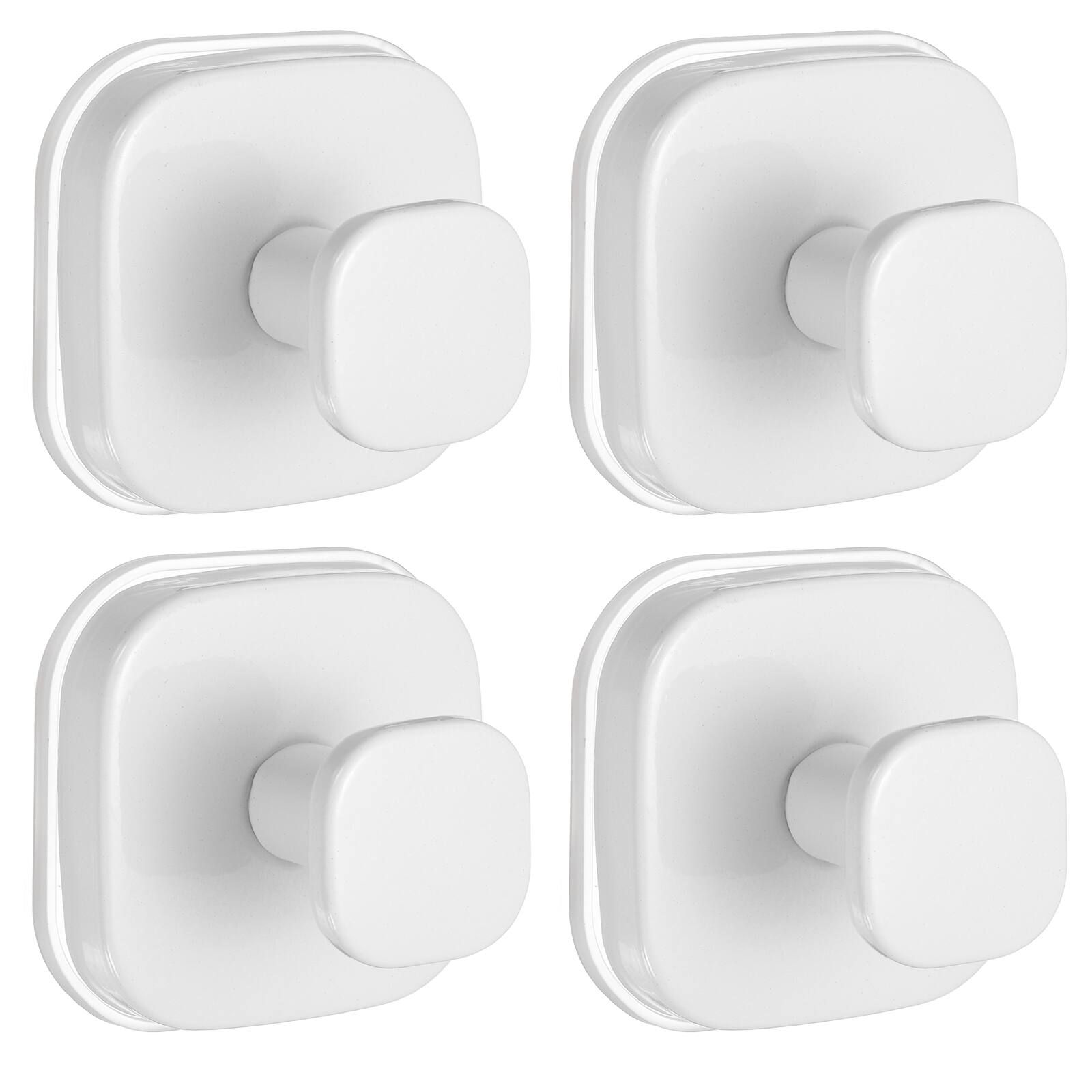 Front. Unique Bargains - 4pcs Suction Cup Hook for Shower, No Drill Stainless Steel Square Hanger, Removable Reusable for Bathroom Kitchen Mirror - White.