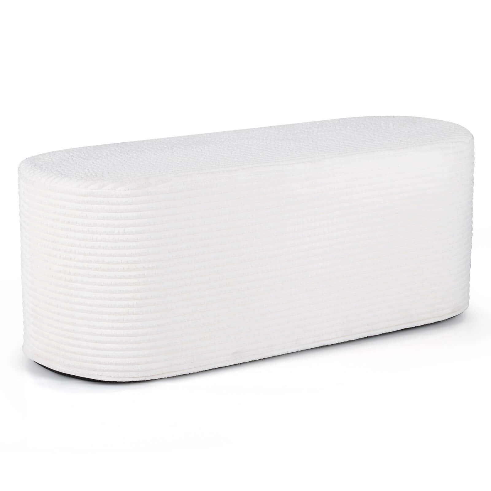 Costway - Upholstered Ottoman Bench, 47" Modern End of Bed Stool with Corduroy Fabric - Beige