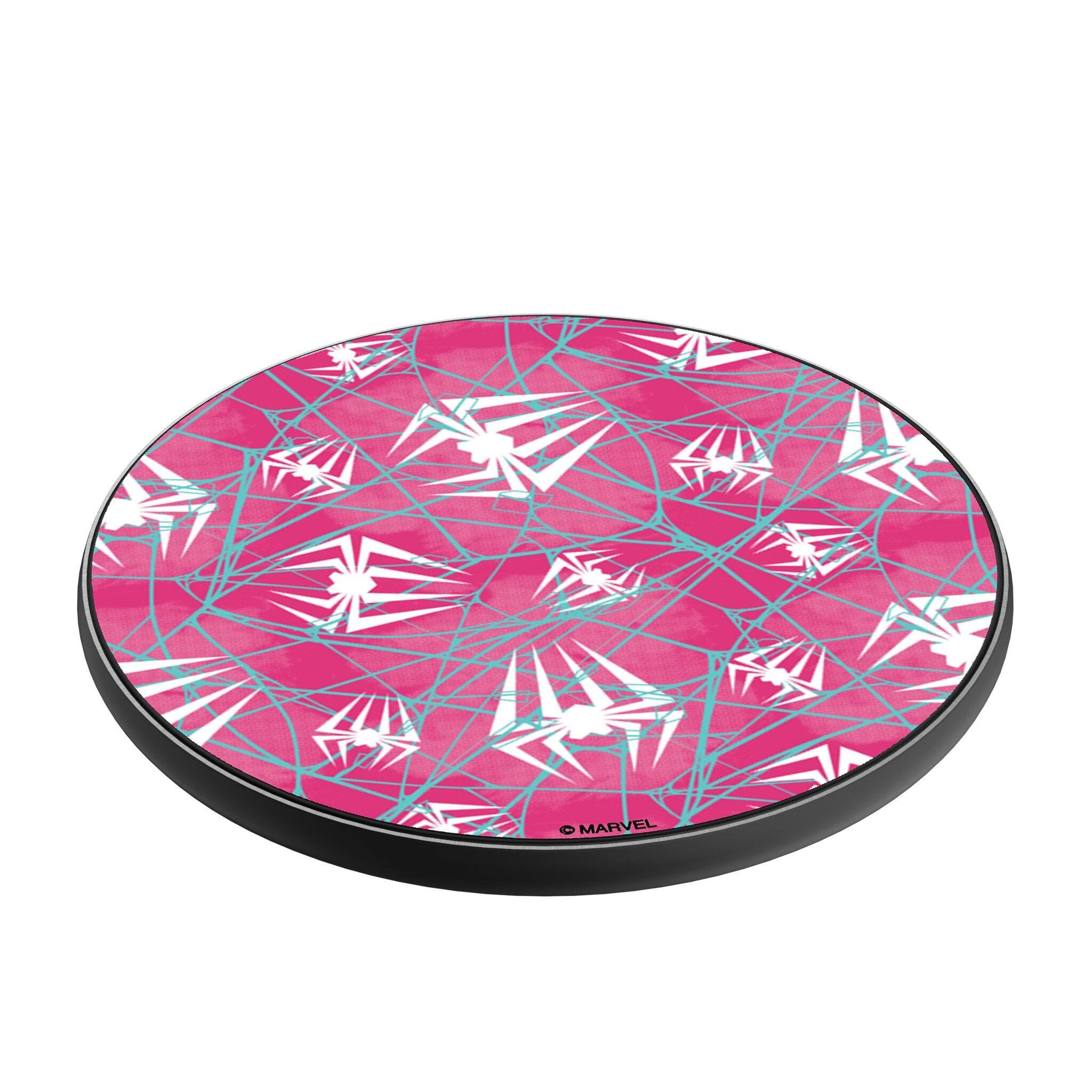 Angle. Keyscaper - Marvel Pattern 15-Watt Wireless Charger - Spider-Gwen.