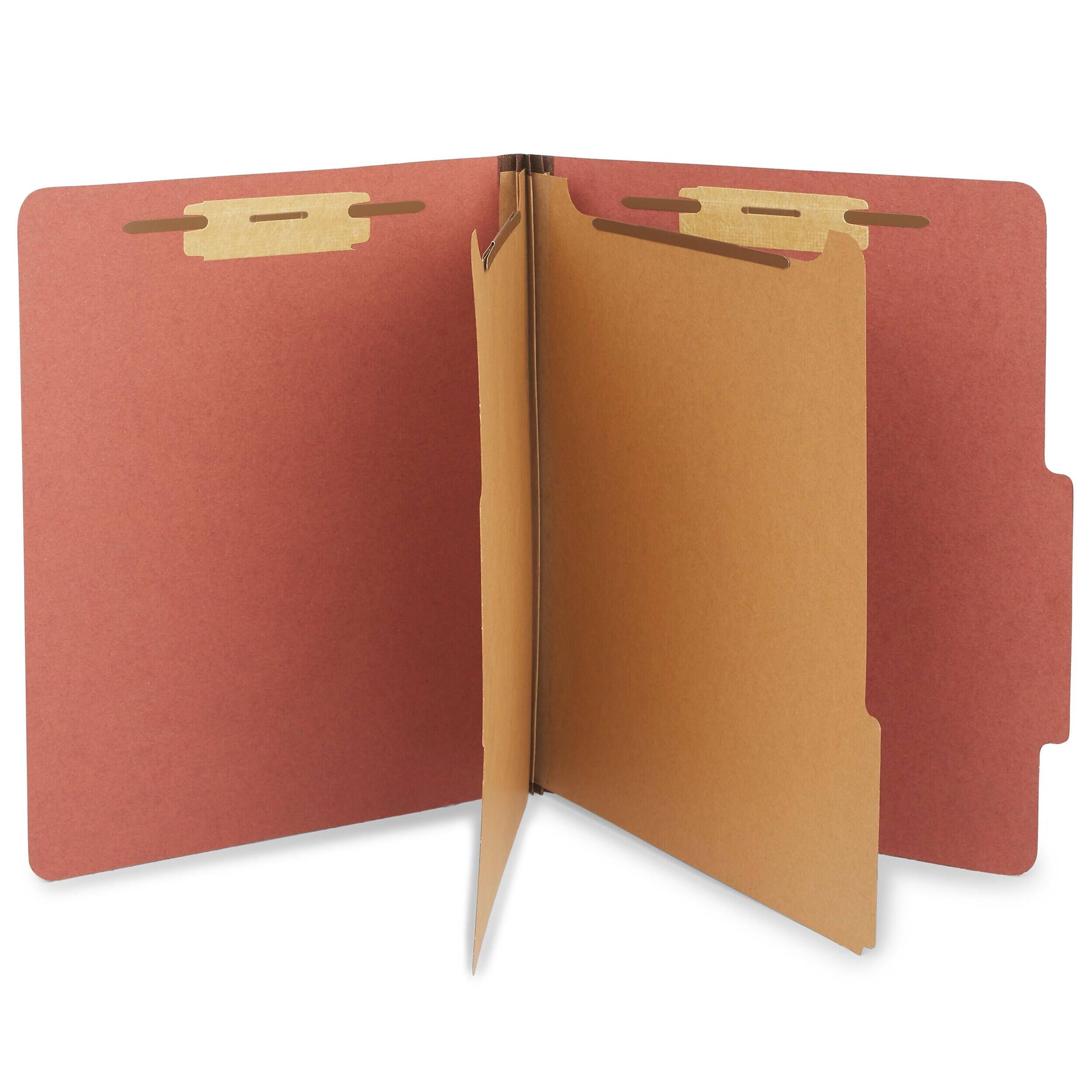Alt View 6. Staples - Recycled Pressboard Classification Folder, 2-Dividers, 2 1/2" Expansion, Letter Size, 20/Box - Brick Red.