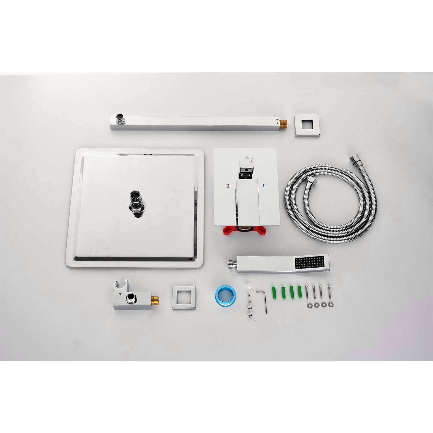 Alt View 4. DOMETOUR - 12" Rain Shower Head Systems Wall Mounted Shower - Chrome.