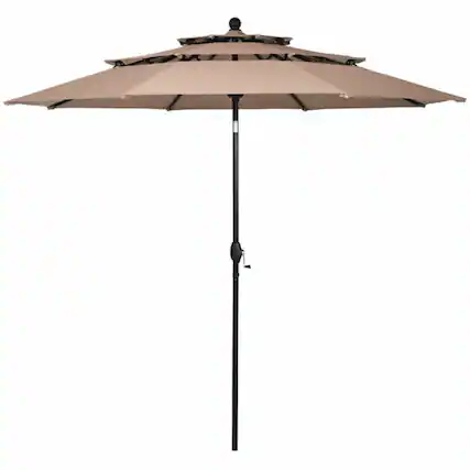 Front. Mondawe - 10 Feet 3 Tier Outdoor Patio Umbrella with Double Vented - Beige.