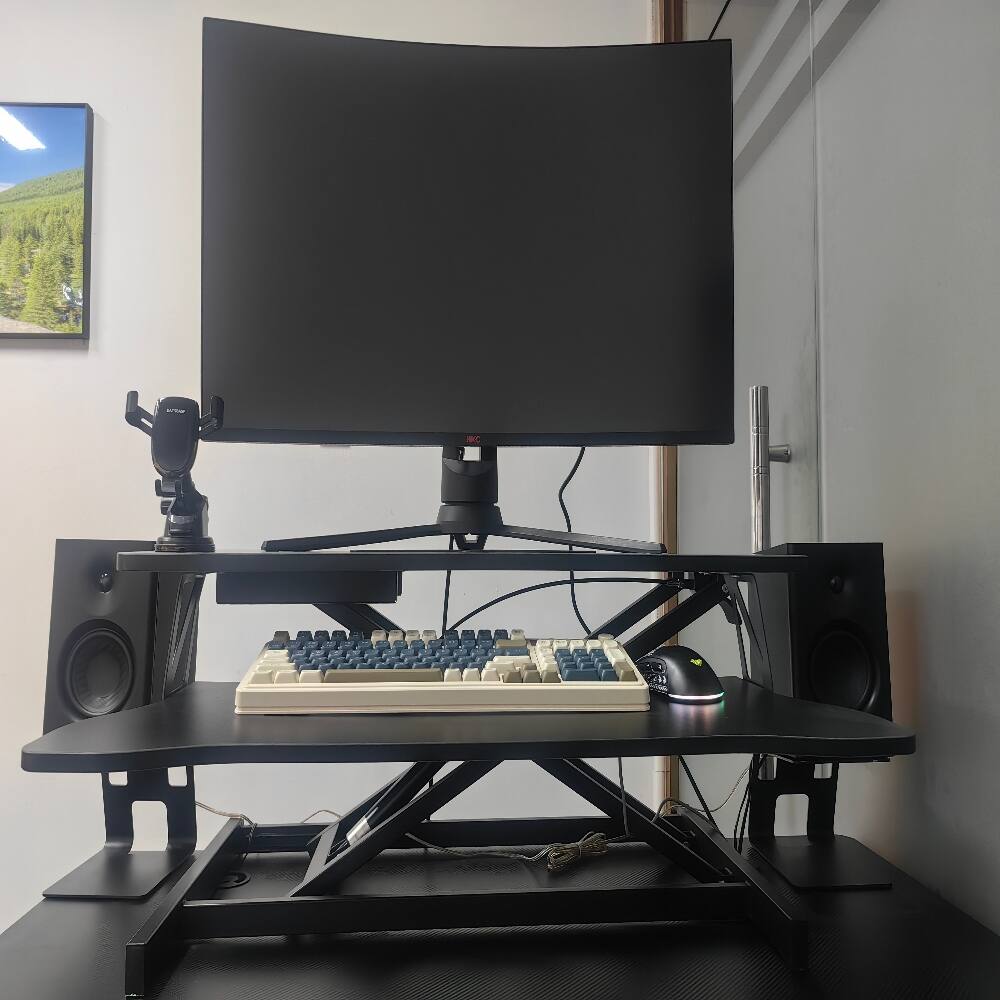 Alt View 8. Loheer - Loheer 32 Inch Standing Desk Converter Black Sit to Stand Riser Dual Monitor Adjustable Workstation - Black.