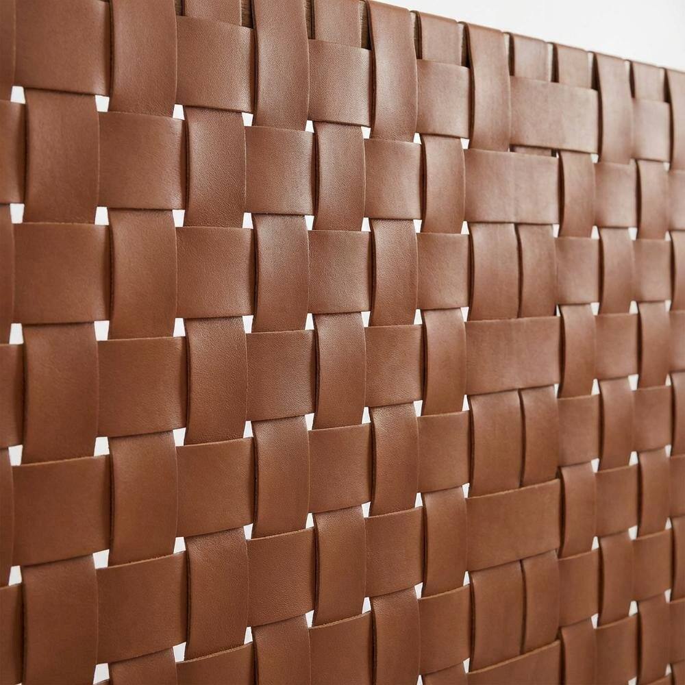 Back. FurniFact - Vegan Leather Full Headboard with Texturedand Durable Frame - Brown.
