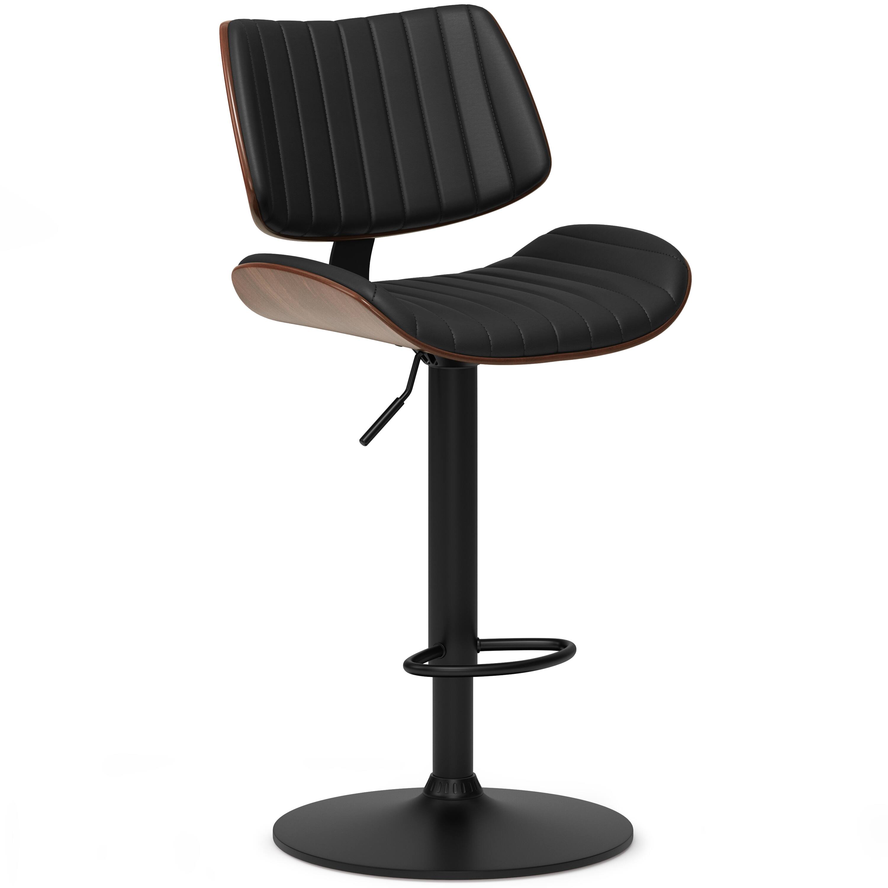Front. Simpli Home - Novak Adjustable Bar Stool - Black.
