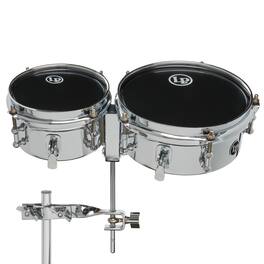 Latin Percussion - Mini Snare Timbales 6 and 8 Inch Steel Shell Built In Snare