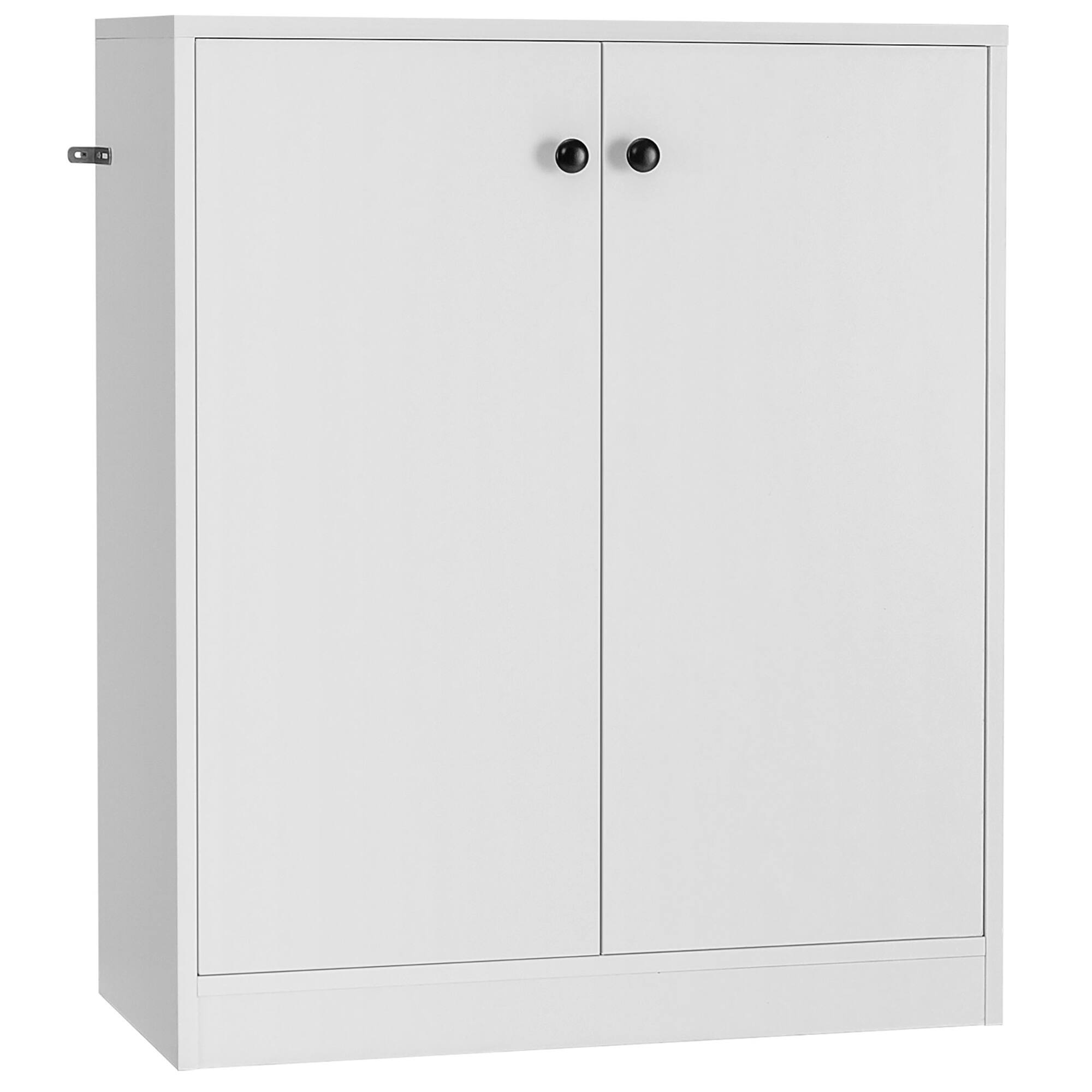 Costway - 2-Door Storage Cabinet Buffet Cabinet with 3 Shelves Sideboard for Kitchen Hallway - White