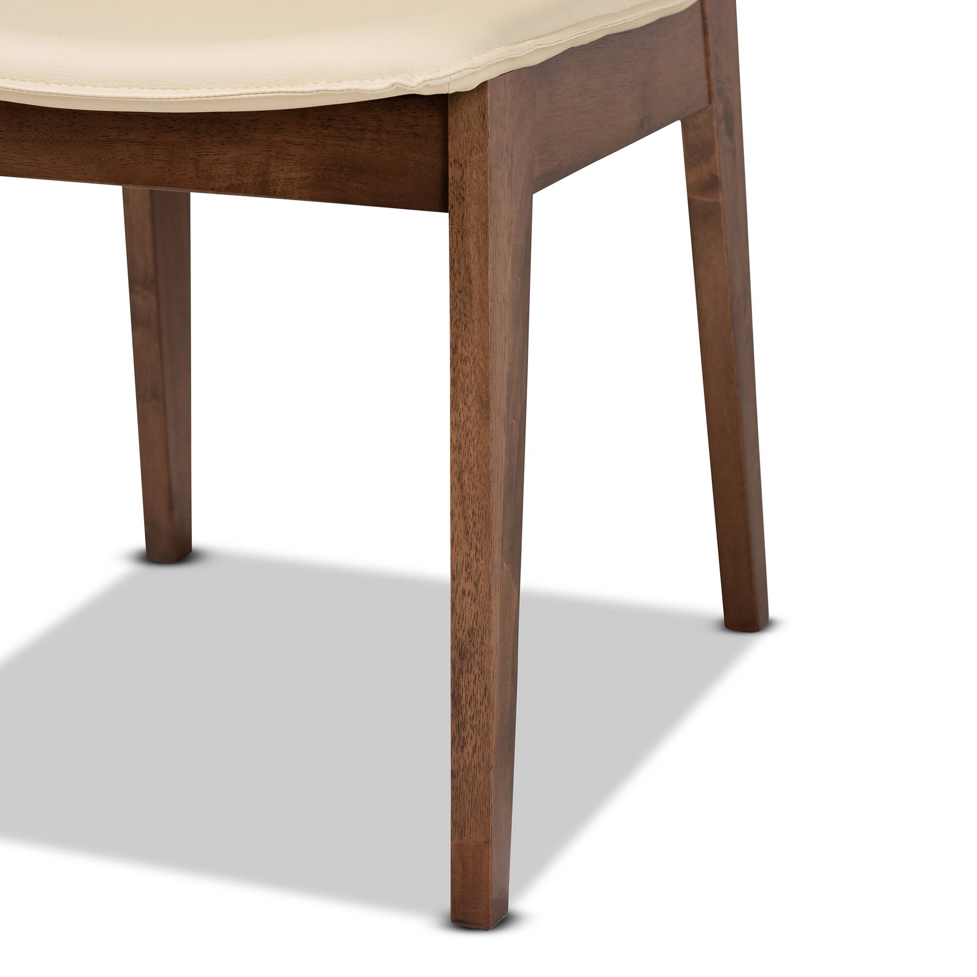 Alt View 1. Baxton Studio - Afton Mid Century Faux Leather Upholstered and Finished Wood 2-Piece Dining Chair Set - Beige/Walnut Brown.