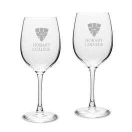 Jardine - Hobart & William Smith Colleges Logo 16oz. Two-Piece Traditional White Wine Glass Set - Multicolor
