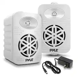 Pyle - Bluetooth Indoor Outdoor Speakers – 500W Dual Waterproof 5.25” Speakers for Home, Boat, Deck, Patio, Poolside - White