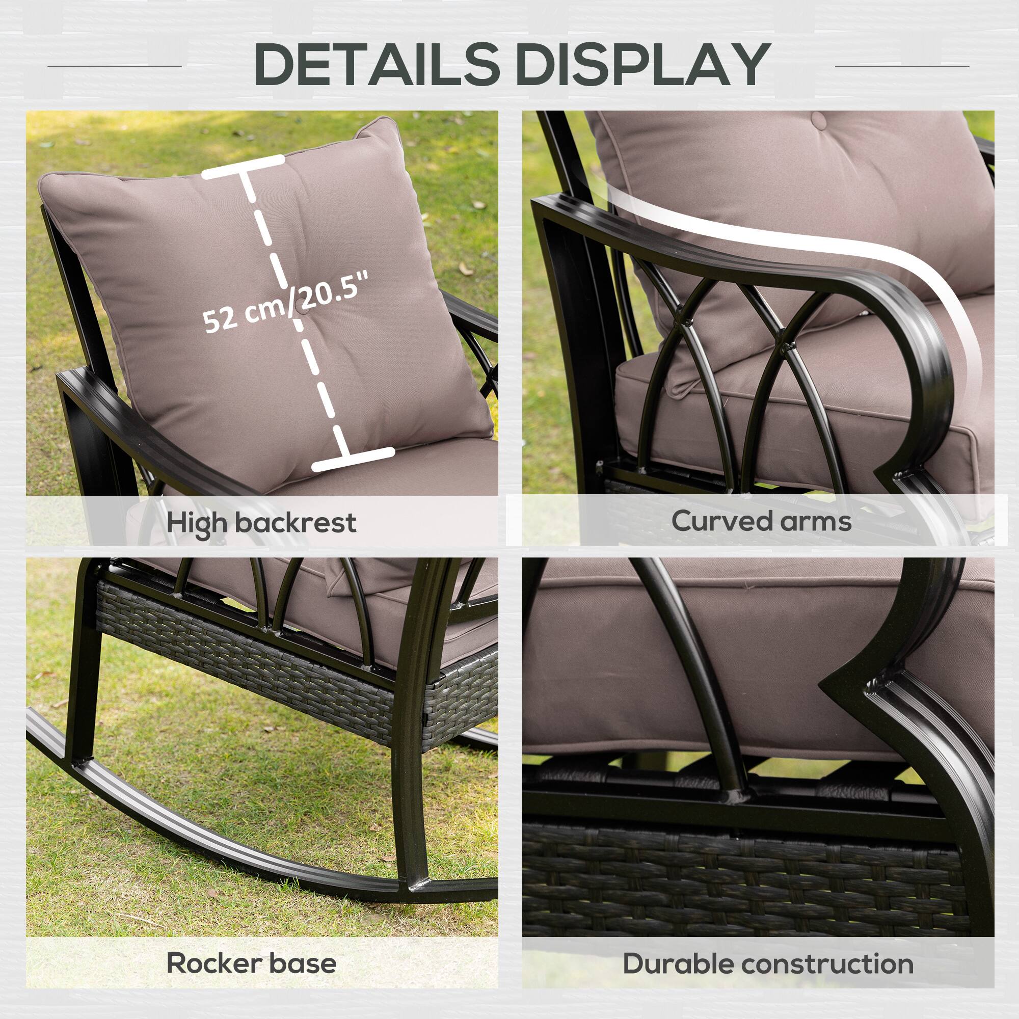 DETAILS DISPLAY

- 52 cm/20.5"
- High backrest
- Curved arms
- Rocker base
- Durable construction