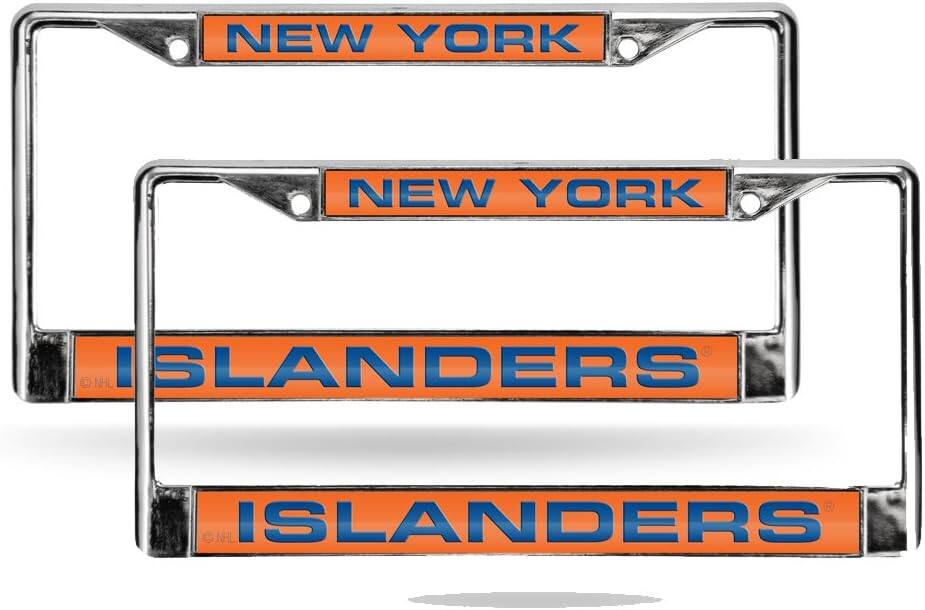 New York NY Islanders NHL Chrome Metal Laser Cut License Plate Frame - Set of 2