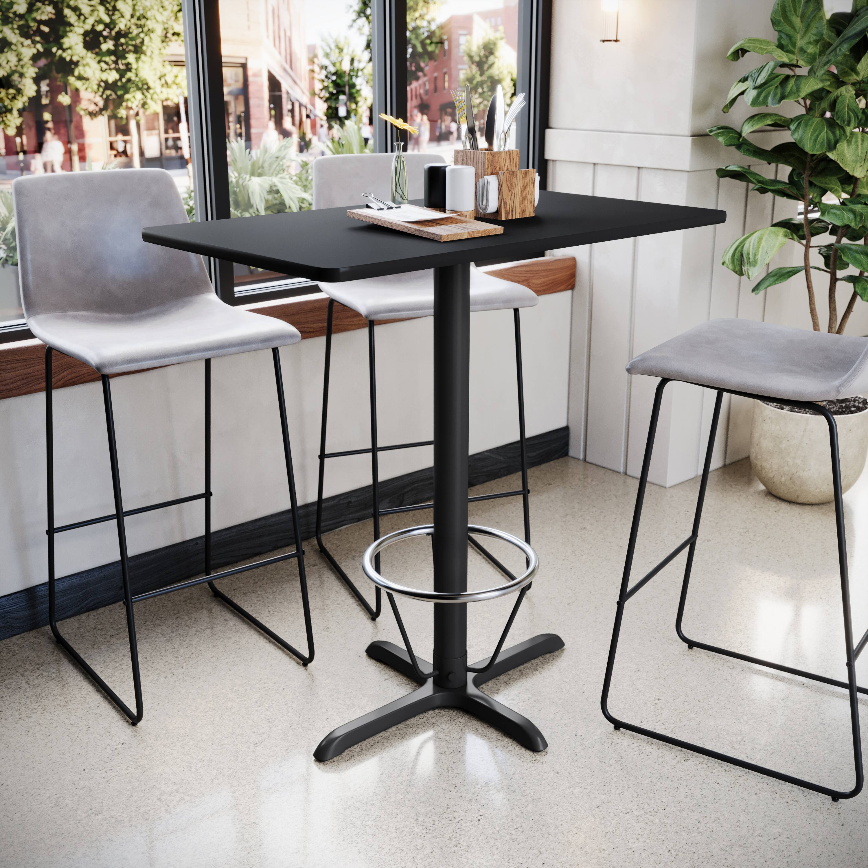 Alt View 1. Emma + Oliver - 24"x42" Rectangular Laminate Bar Table with 23.5"x29.5" Foot Ring Base - Black.