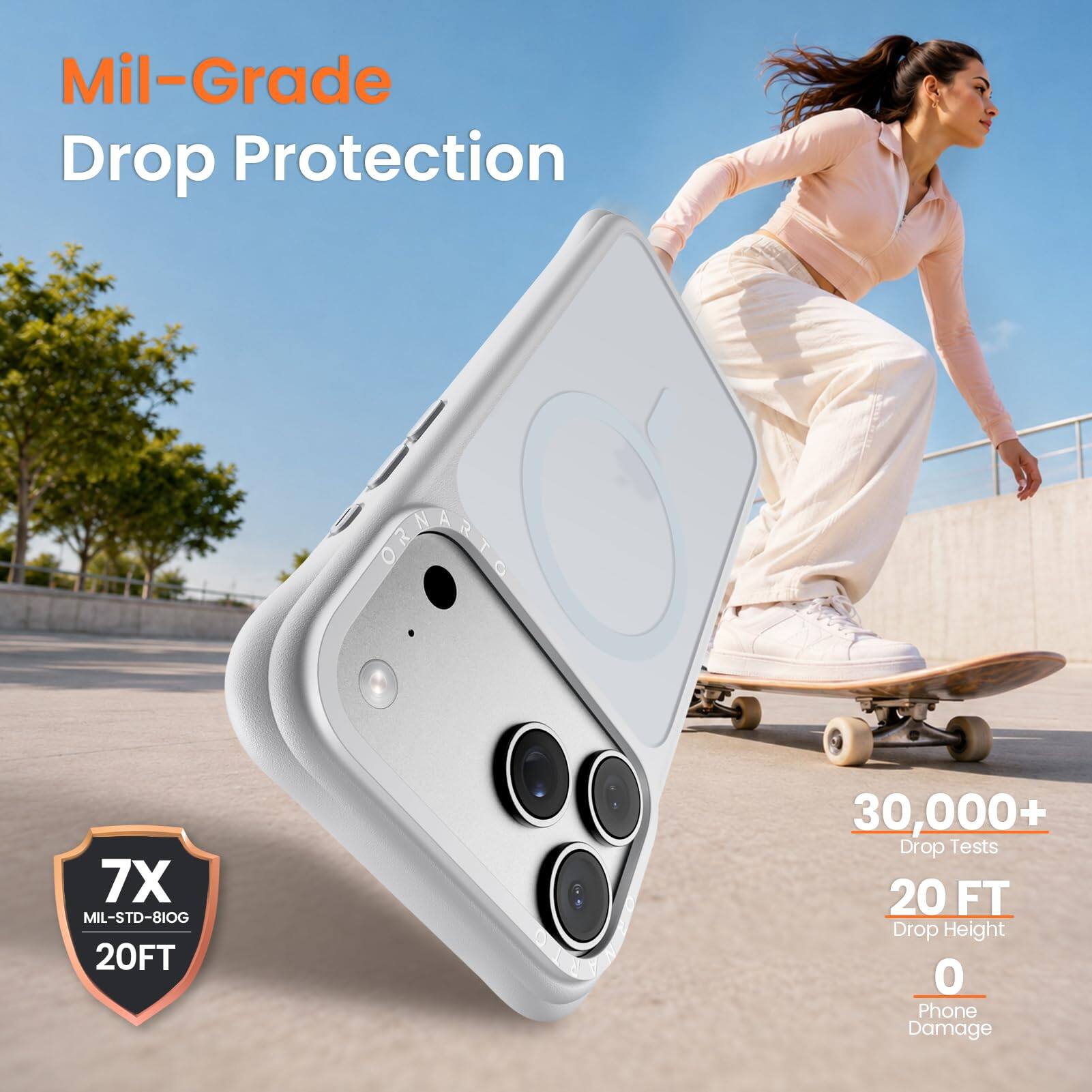 Mil-Grade Drop Protection

7X MIL-STD-810G 20FT

30,000+ Drop Tests

20 FT Drop Height

0 Phone Damage