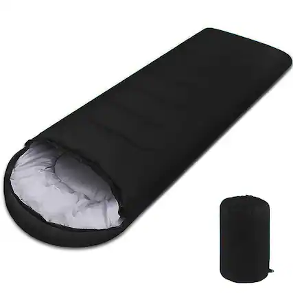 Front. Dapper Styles - Sleeping Bag Lightweight 3 Season Weather Sleep Bags For Adults Women Microfiber Filled 5-20 Degree Backpac... - Black-Single.