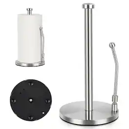 Ocalpur - Paper Towel Holder, Stainless Steel Freestanding Non Slip for Kitchen, Silver