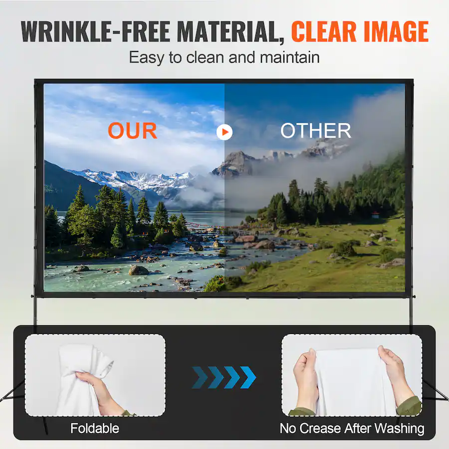 VEVOR Projector Screen with Stand, 120 inch 16:9 4K 1080 HD Outdoor ...