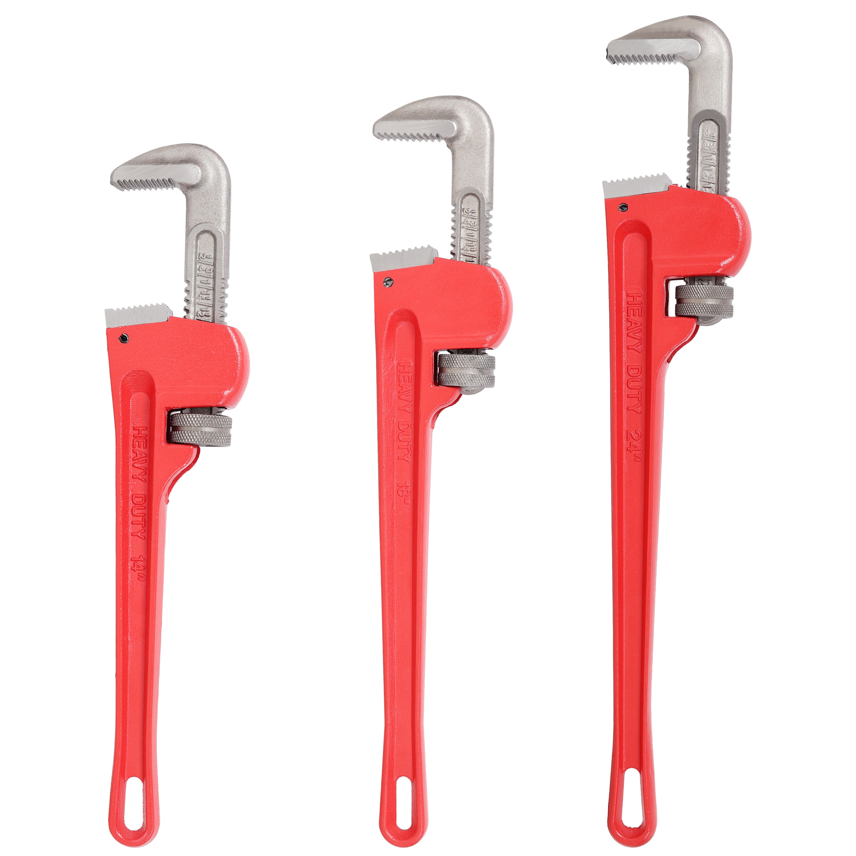 LOVMOR - 3Pcs Straight Heavy Duty Pipe Wrench Set Adjustable Alloy Steel Plumbing Tools