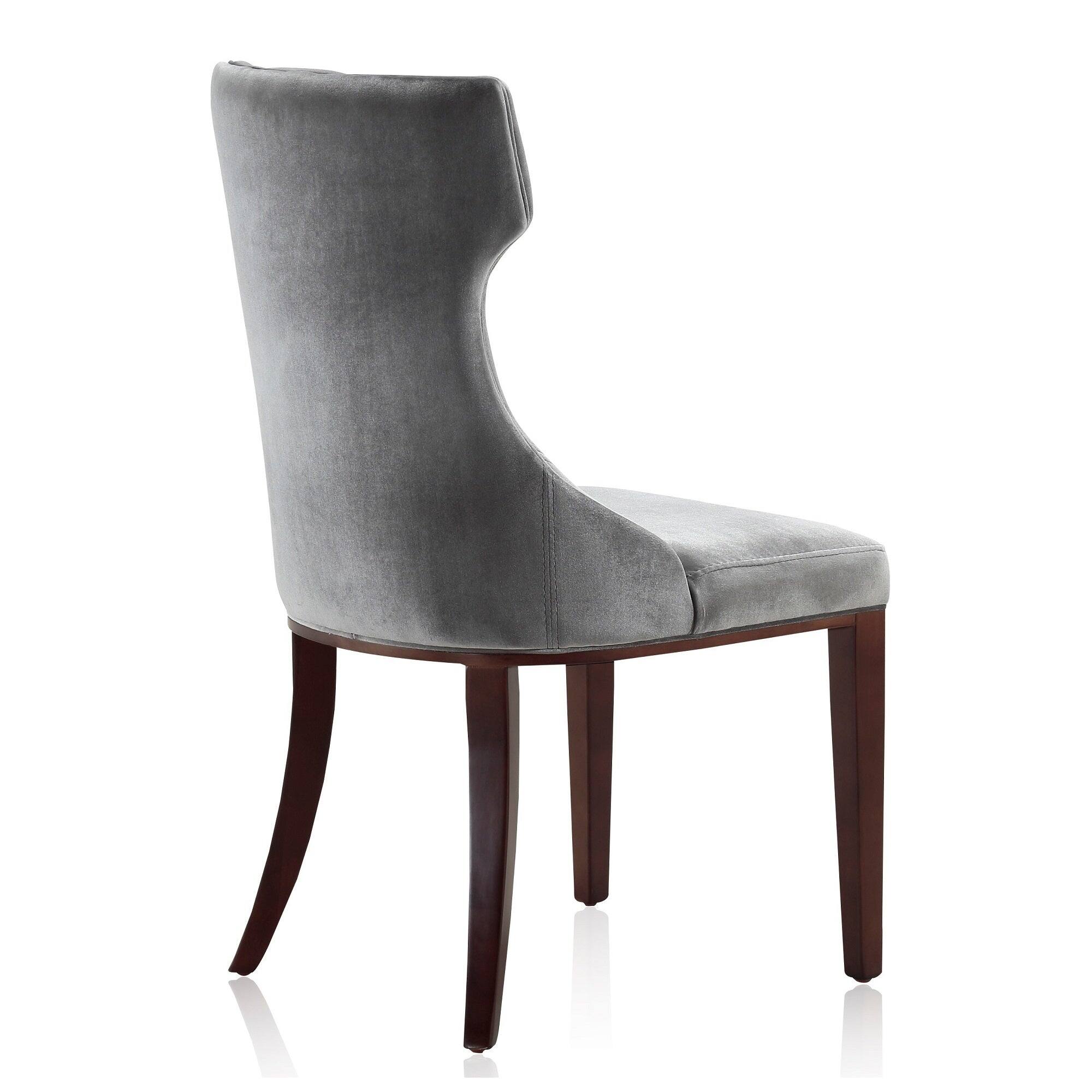 Alt View 2. Manhattan Comfort - Reine Traditional Wood Upholstered Dining Chair - Set of 2 - Gray.