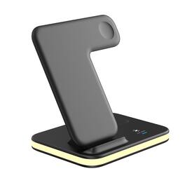 Link - 4-in-1 Wireless Charging Stand with Night Light for iPhone, AirPods, Apple Watch - Black - Black