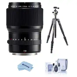 Bundle - Fujifilm - GF 110mm f/2 R LM WR Lens, with Vanguard VEO 3 GO 235AB 23mm 5-Section Aluminum Travel Tripod with T-50