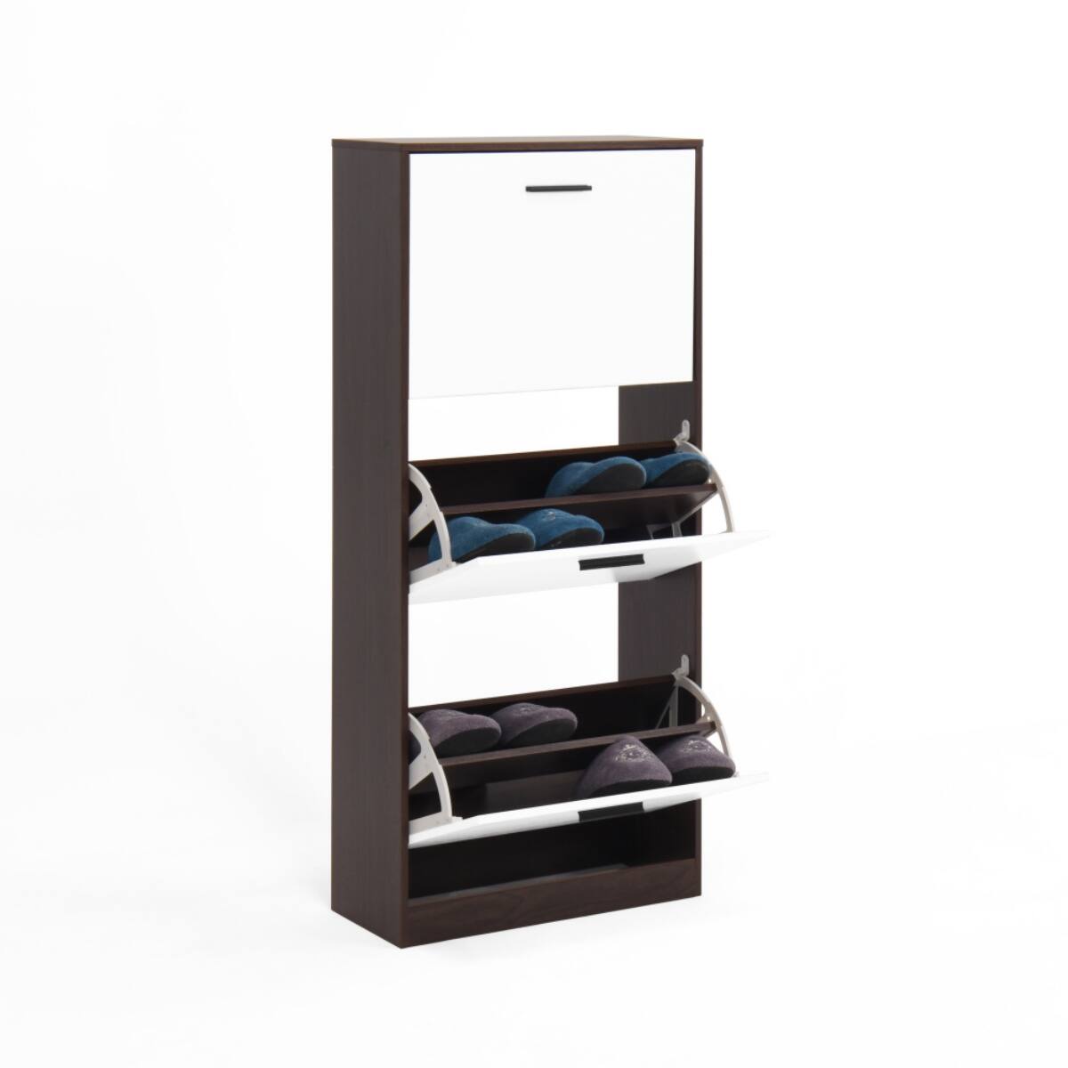 Alt View 7. Halitaa - Shoe Storage Cabinet with 3 White Panel Flip Drawers,Freestanding Organizer for Entryway,Narrow Shoe Rack Cabinet - Brown.