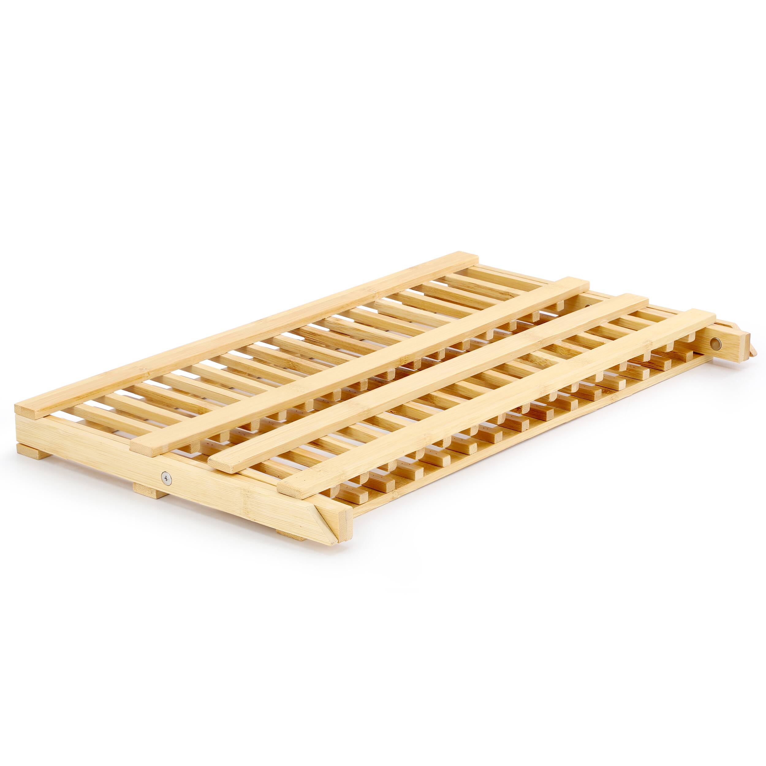 Alt View 1. MegaChef - MegaChef 2-Tier Collapsible Kitchen Bamboo Drying Dish Rack - Brown.