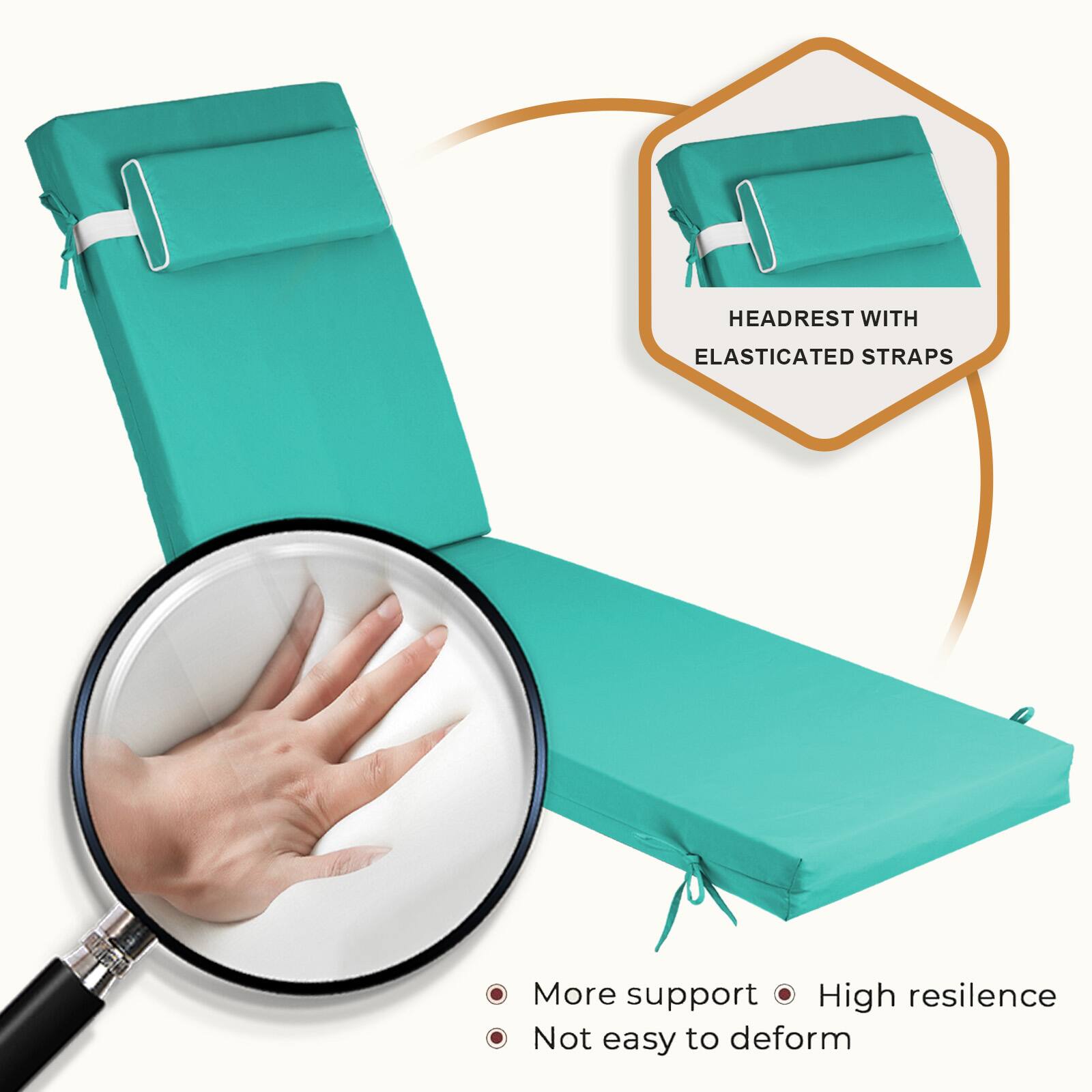 HEADREST WITH ELASTICATED STRAPS

- More support
- High resilience
- Not easy to deform