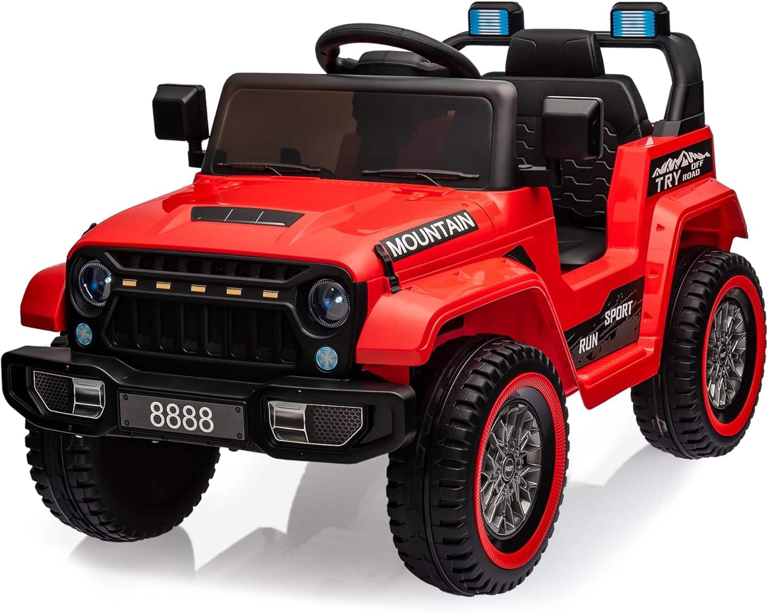 Homhougo - 12V Kids All-Terrain Ride-On Truck Remote Control 3 Speeds LED Lights