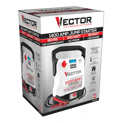 Vector Vecj14c 1400 Amp Jump Starter, Compressor, USB and AC Power Vector Vecj14c 1400 Amp Jump Starter, Compressor, USB and AC Power