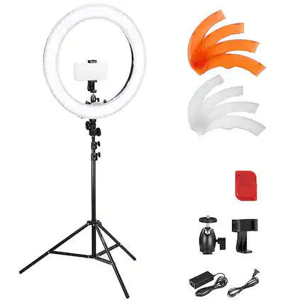 Front. Neewer - 18" 58W LED Ring Light with Tripod & Phone Holder, 5600K, RL-18.