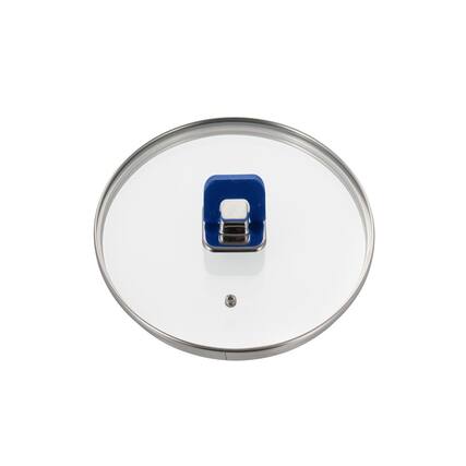 Front. NutriChef - NutriChef Lid For 3.7 Quart Sautepan Pot - Non-Stick Stylish Kitchen Cookware with Foldable Knob, PFOA Free - Blue.
