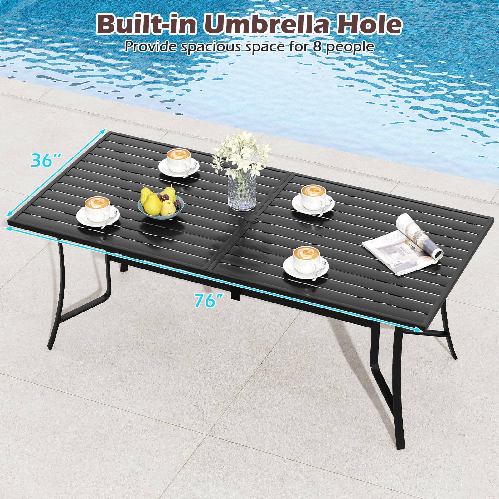 Built-in Umbrella Hole  
Provide spacious space for 8 people  

36"  
76"