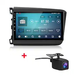 Junsun - Backup Camera 8Core 4+64GB Android15 Carplay Car Stereo Radio For Honda Civic 2012-2015 GPS Navi WiFi RDS DSP SWC BT FM - Black
