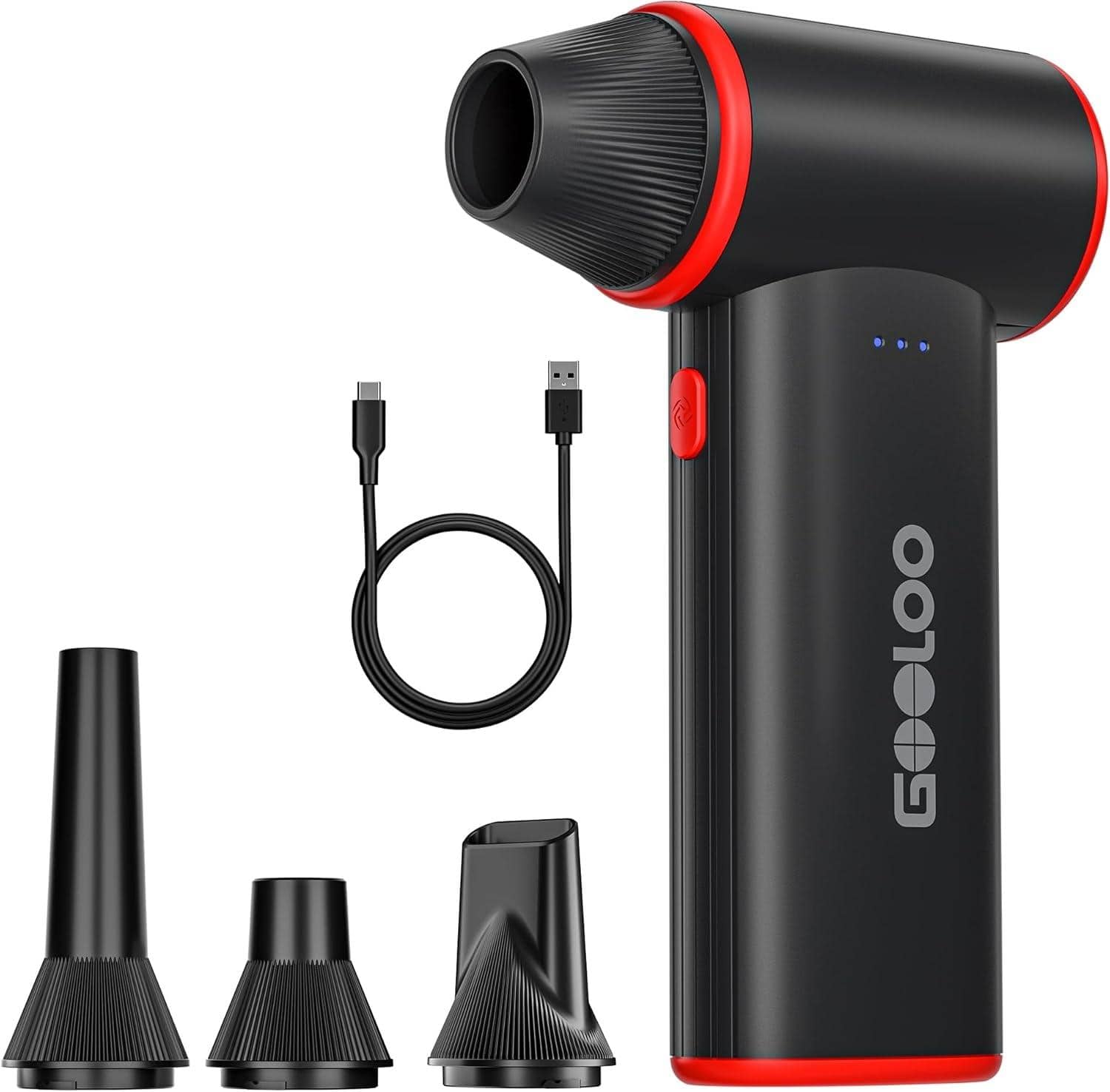 GOOLOO - F3 Cordless Electric Air Duster, 150,000 RPM, 3-Speed, Rechargeable, for PC/Car/Home/Outdoor, Black