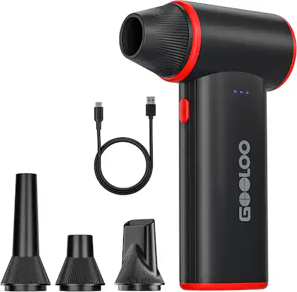 Front. GOOLOO - GOOLOO F3 Cordless Electric Air Duster, 150,000 RPM, 3-Speed, Rechargeable, for PC/Car/Home/Outdoor, Black.