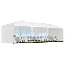 Ecooso - 10x30' Outdoor Garden Gazebo Wedding Party Tent Canopy Marquee with 5 Removable Sidewalls - White