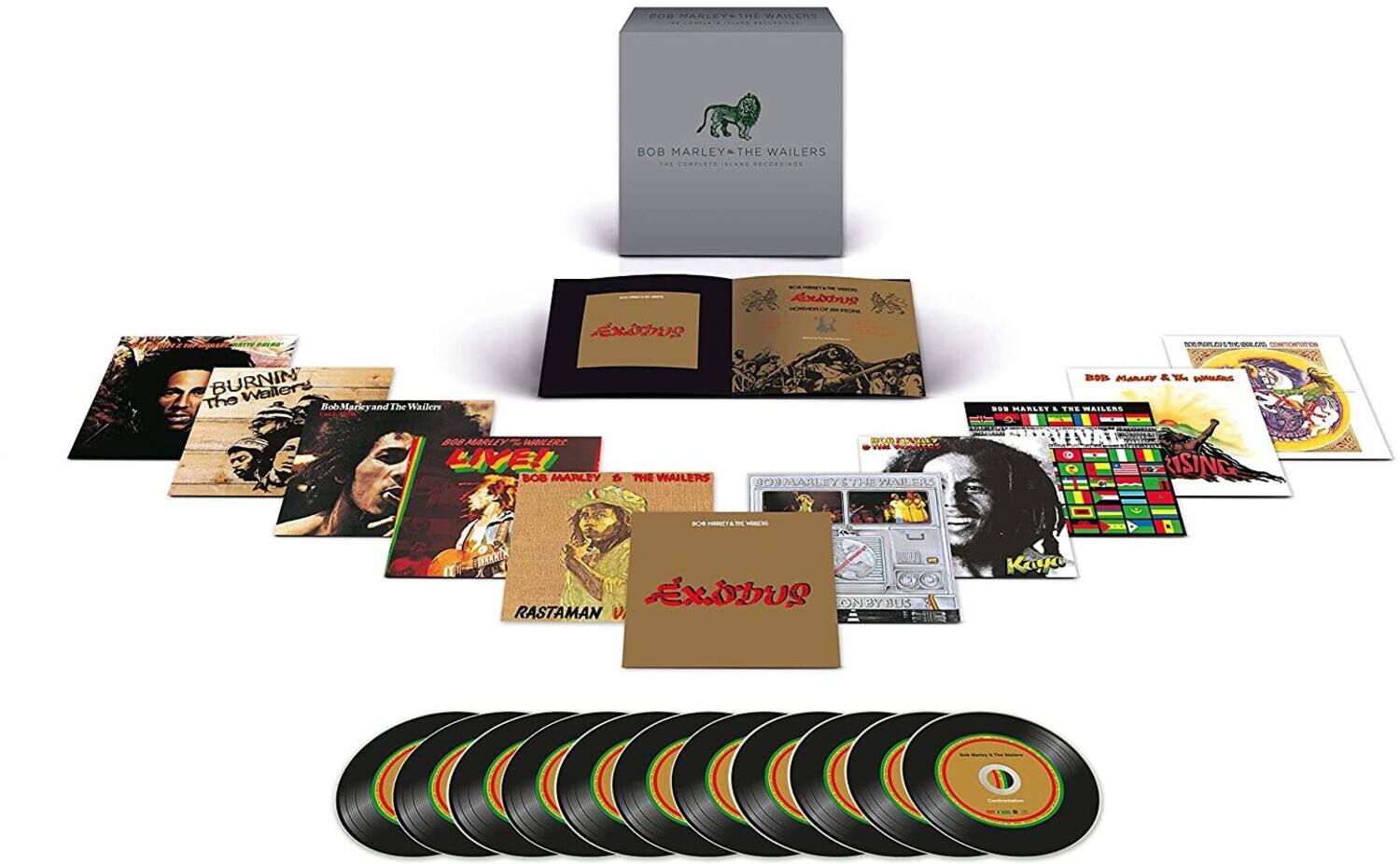 Sure, here is the corrected and grouped text from the image:

---

**Box Set:**
- BOB MARLEY & THE WAILERS
- THE COMPLETE ISLAND RECORDINGS

**Albums:**
1. BURNIN' The Wailers
   - Bob Marley and The Wailers

2. RASTAMAN VIVA
   - Bob Marley & The Wailers

3. EXODUS
   - Bob Marley & The Wailers

4. Kaya
   - Bob Marley & The Wailers

5. LIVE!
   - Bob Marley & The Wailers

6. RASTAMAN VIVA
   - Bob Marley & The Wailers

7. 808 ARLEY T WAILERS LIVE!
   - Bob Marley & The Wailers

8. 808 ARLEY T WAILERS LIVE!
   - Bob Marley & The Wailers

9. 808 ARLEY T WAILERS LIVE!
   - Bob Marley & The Wailers

10. 808 ARLEY T WAILERS LIVE!
    - Bob Marley & The Wailers

11. 808 ARLEY T WAILERS LIVE!
    - Bob Marley & The Wailers

12. 808 ARLEY T WAILERS LIVE!
    - Bob Marley & The Wailers

13. 808 ARLEY T WAILERS LIVE!
    - Bob Marley & The Wailers

14. 808 ARLEY T WAILERS LIVE!
    - Bob Marley & The Wailers

15. 808 ARLEY T WAILERS LIVE!
    - Bob Marley & The Wailers

16. 808 ARLEY T WAILERS LIVE!
    - Bob Marley & The Wailers

17. 808 ARLEY T WAILERS LIVE!
    - Bob Marley & The Wailers

18. 808 ARLEY T WAILERS LIVE!
    - Bob Marley & The Wailers

19. 808 ARLEY T WAILERS LIVE!
    - Bob Marley & The Wailers

20. 808 ARLEY T WAILERS LIVE!
    - Bob Marley & The Wail