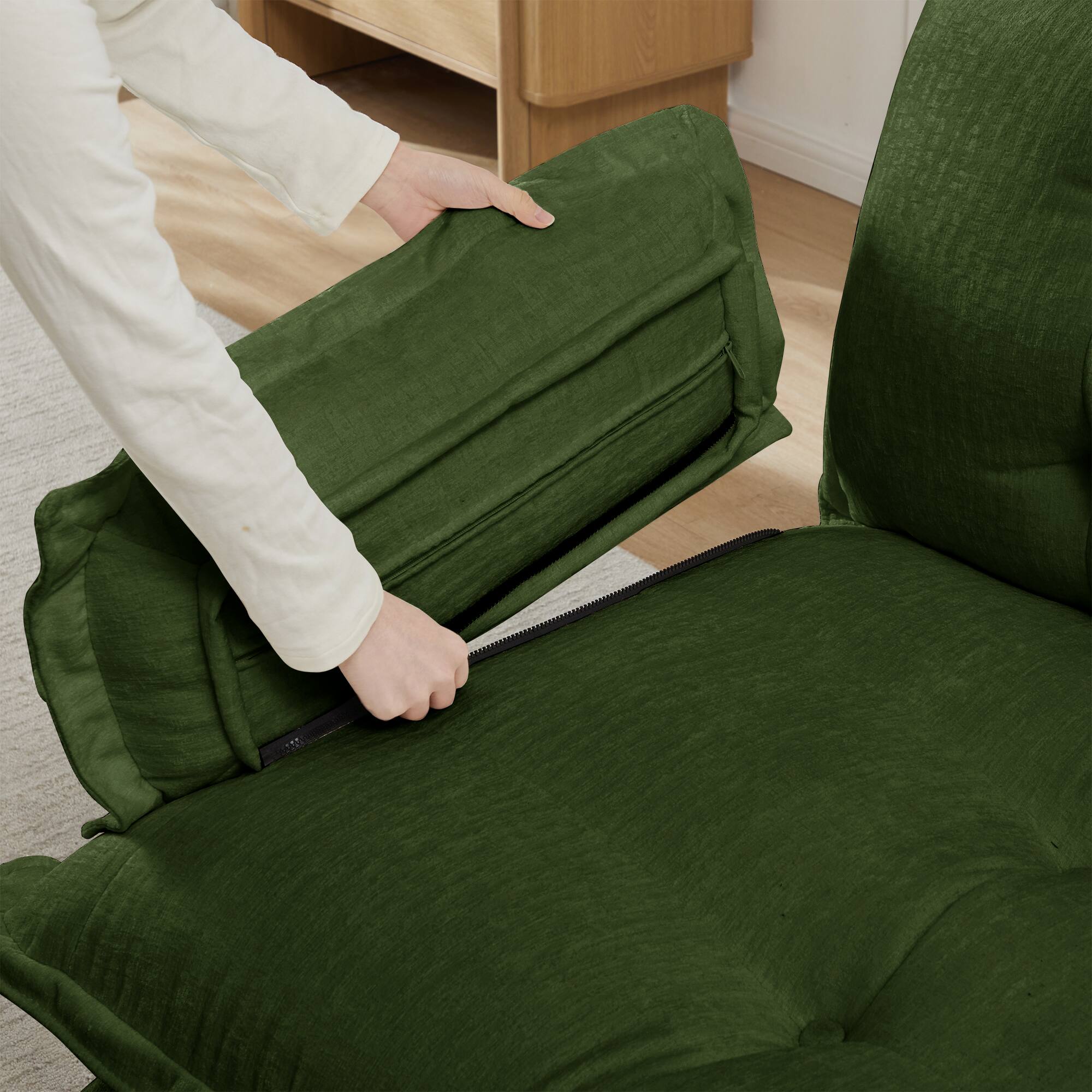 Alt View 10. LOVMOR - 138 inch U Shaped Modular Deep Seat 4 Seat Chenille Sectional Couch Compressed Pack For Bedroom Apartment Cozy - Green.