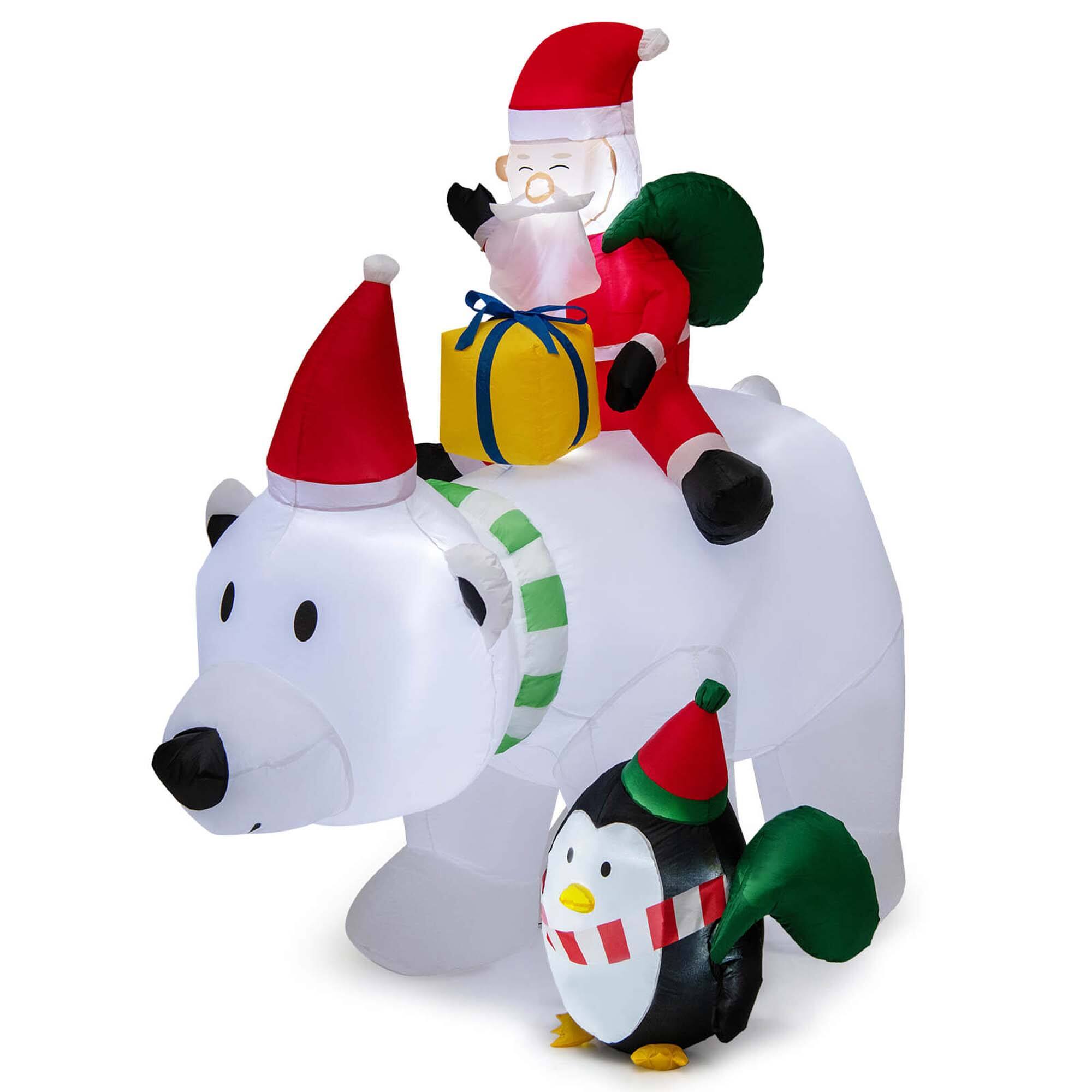 Alt View 9. Costway - Costway 7 FT Tall Inflatable Polar Bear with Penguin Gift Bags & Gift Box Shaking Head Advent Calendar - Multicolor.