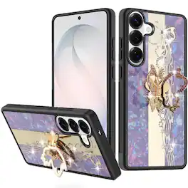 Kitcheniva - Rhinestone Bling Glitter Case With Tempered Glass For Samsung S26 Plus - Purple