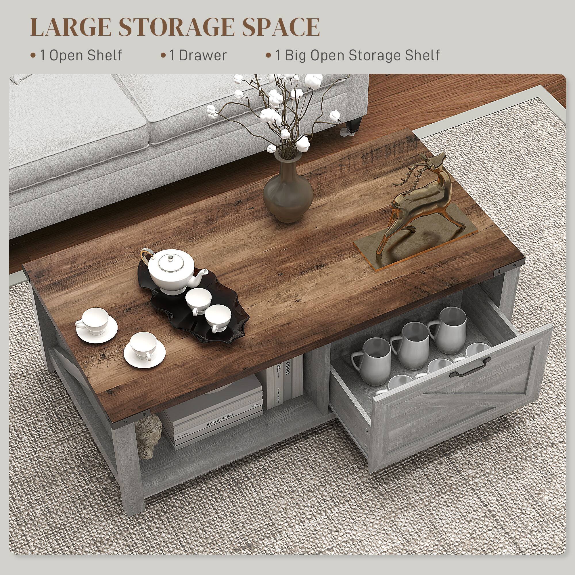 LARGE STORAGE SPACE  
- 1 Open Shelf  
- 1 Drawer  
- 1 Big Open Storage Shelf