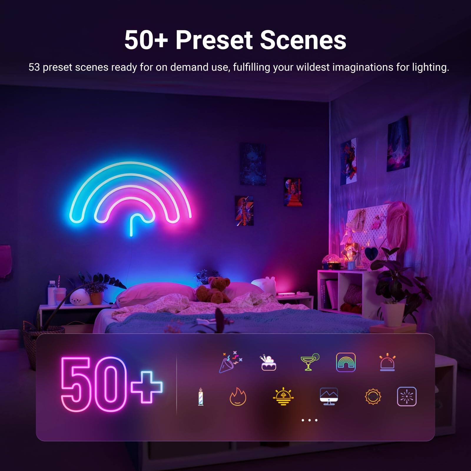 50+ Preset Scenes

53 preset scenes ready for on-demand use, fulfilling your wildest imaginations for lighting.