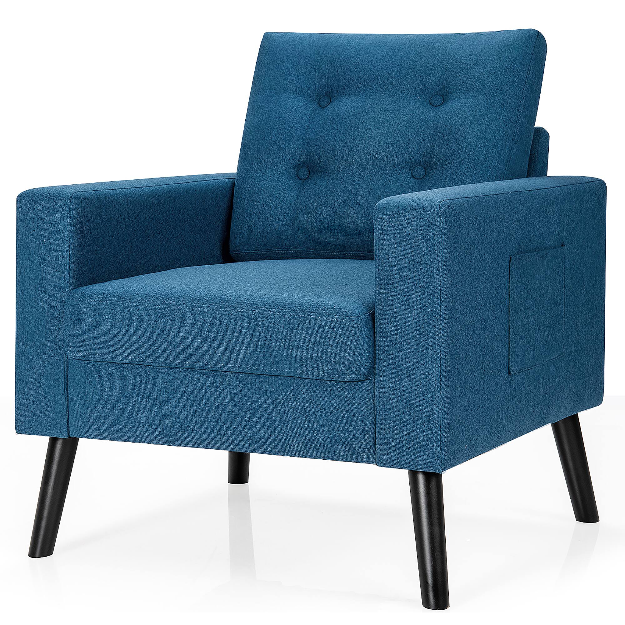 Alt View 19. Costway - Modern Accent Upholstered Single Sofa Chair with 2-Side Pockets - Navy.