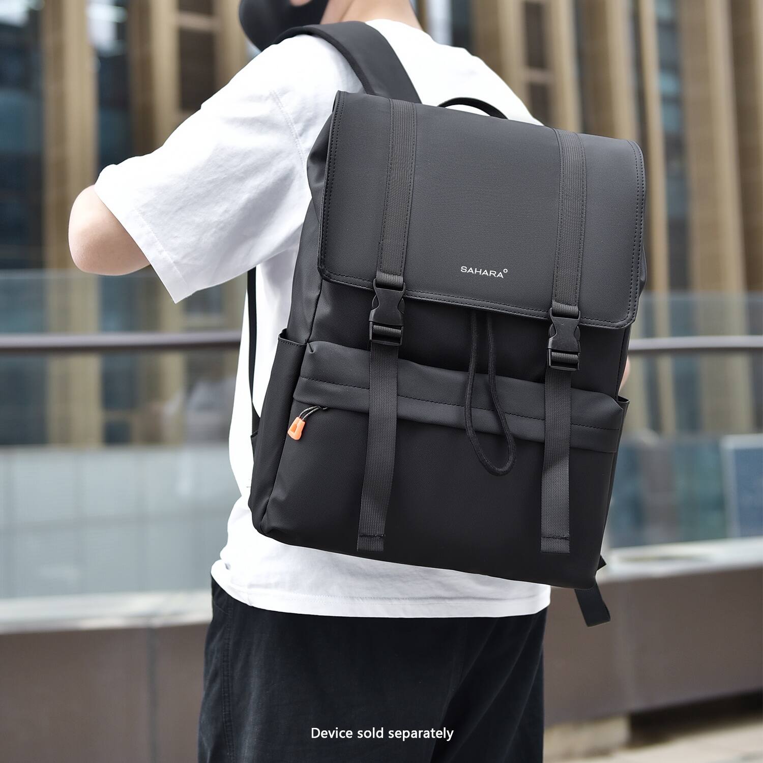 The text on the image reads "SAHARA Device sold separately."