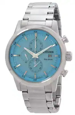Citizen - Chronograph Stainless Steel Dial Eco-Drive CA0748-80L 100M Men's Watch - Blue