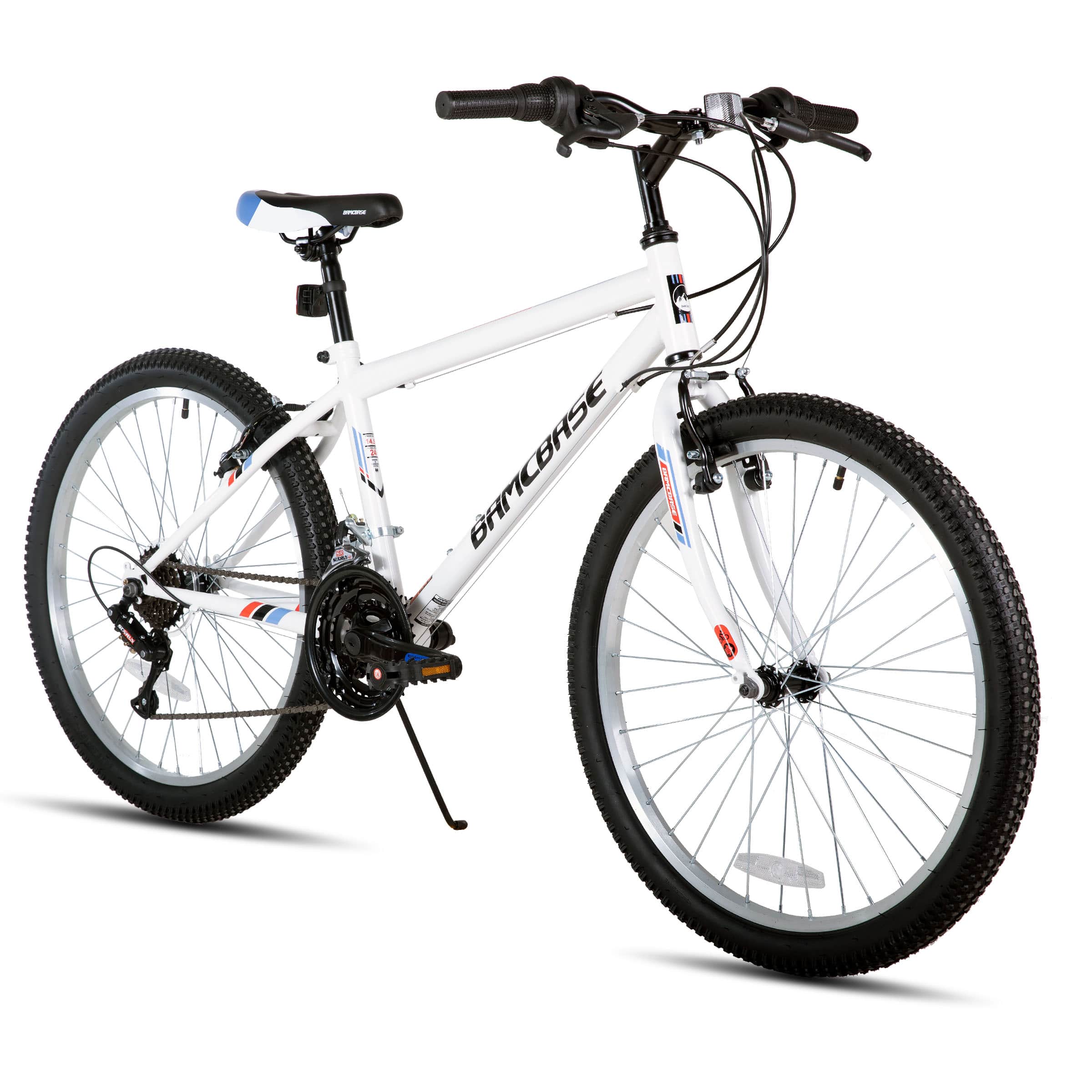 HILAND - BAMCBASE Sprague 26 inch Steel Mountain Bike for Adults, 18-Speed MTB with Rigid Fork, Men Women Bicycle - White